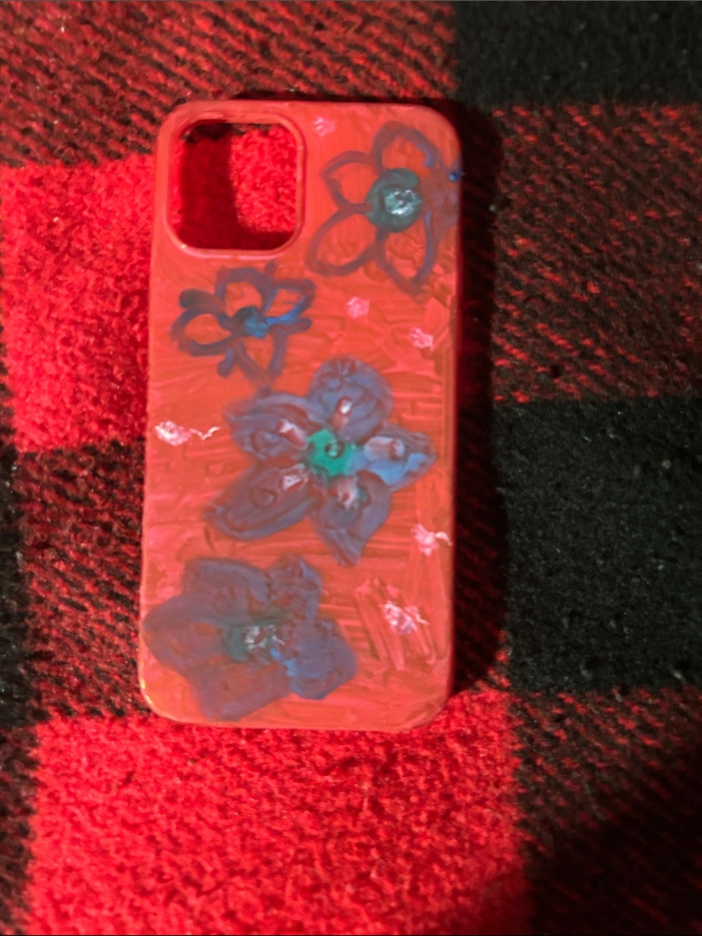 Hand-Painted Red Floral iPhone 7 Plus Case